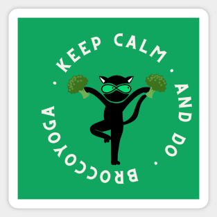 Keep Calm And Do Broccoyoga Funny Cat Sticker